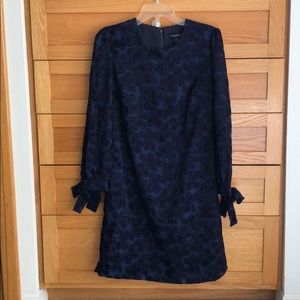 Banana Republic Navy Floral Long Sleeve Dress